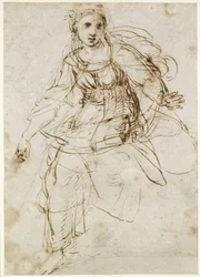 直腸：神学の寓意図、WA1846.195（ペンと茶色のインク、直腸にリードポイントのトレースが個別に表示されています）